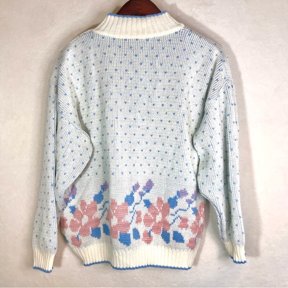 Vintage pastel cottagecore grandma knit jumper Romanian sweater hearts flowers - Picture 7 of 7